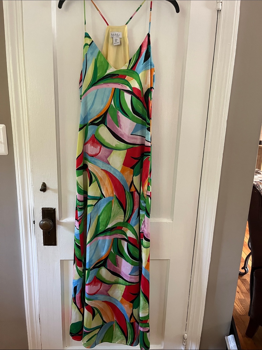 NICOLE MILLER Multicolor Abstract Slip Maxi Dress